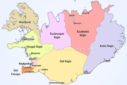 Izland politikai térkép